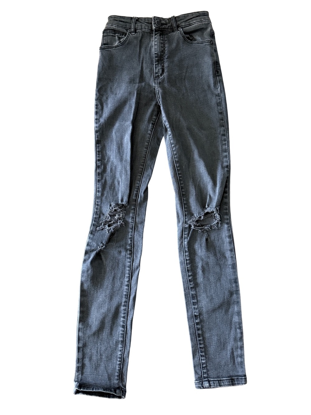 Abrand Jeans Women’s High-Rise Distressed Skinny Jeans - Charcoal Gray